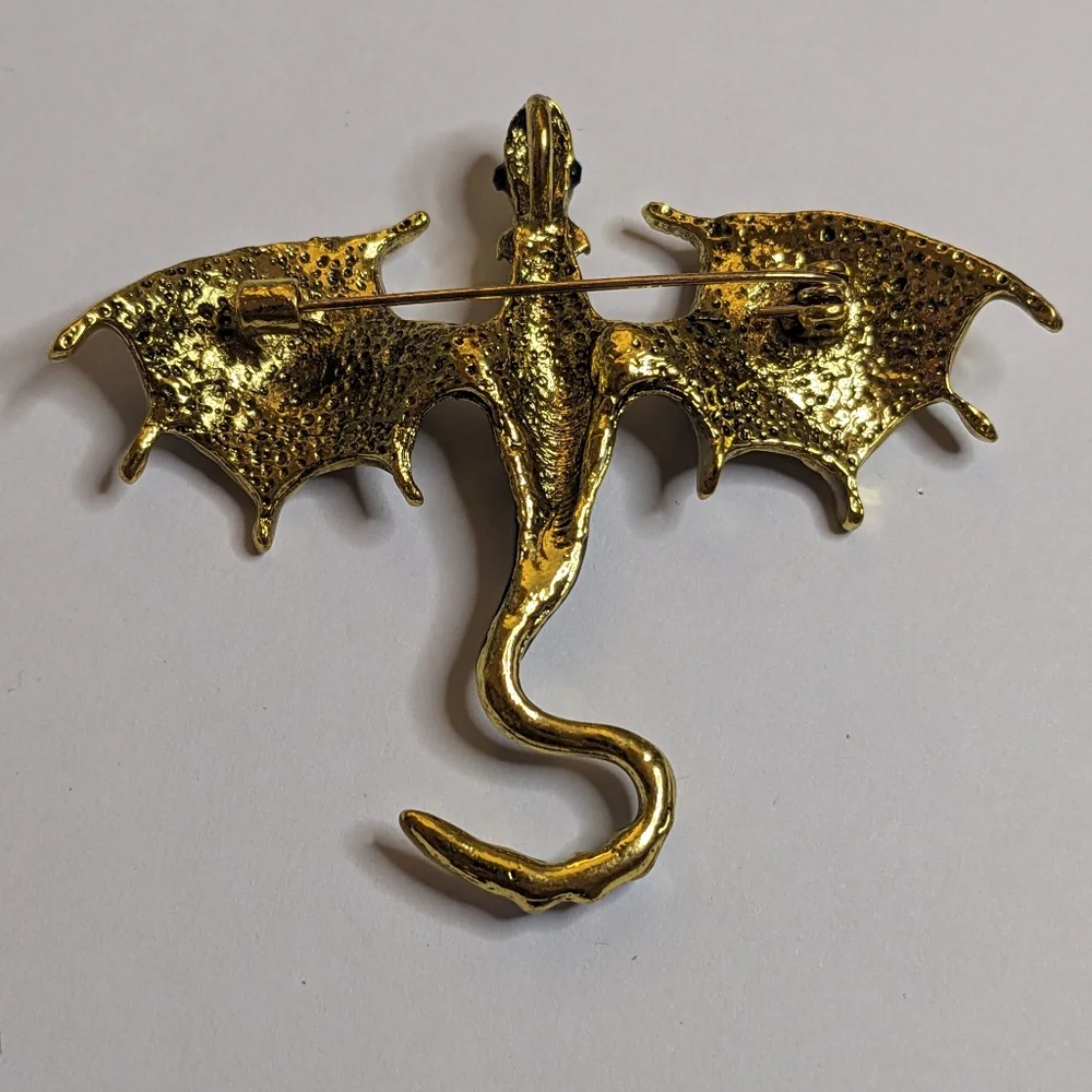 Mystical Dragon Enamel and Purple Rhinestone Brooch‎ / Pendant